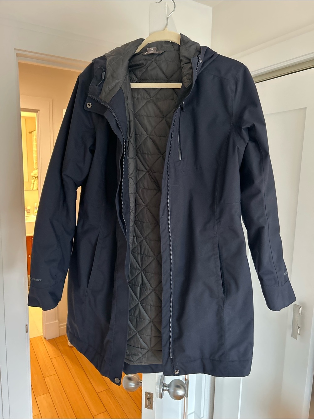 Eddie Bauer Navy Quilted-Lined Trench Coat